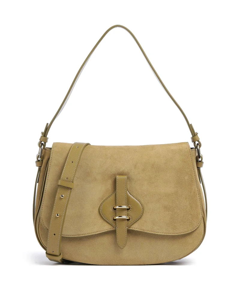 Coccinelle Mavery Suede Schultertasche seagrass