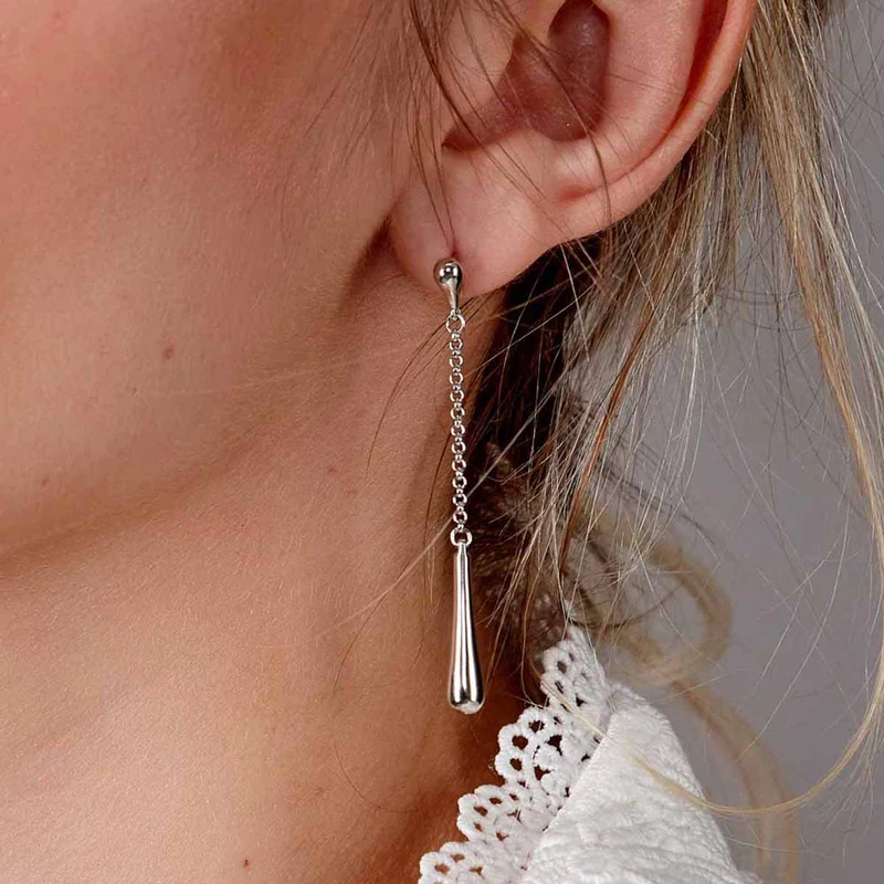 Lucy Q Drip Kollektion - Tropfen-Ohrringe, 925 Silber rhodiniert