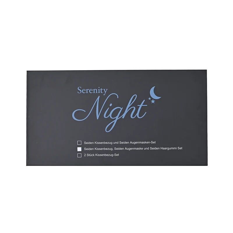 Serenity Night: Kissenbezug, Haargummi und Augenmaske aus 100% Maulbeerseiden, 40x80 cm, cm und 23,5x10,5 cm, Champagner, 3 teilig