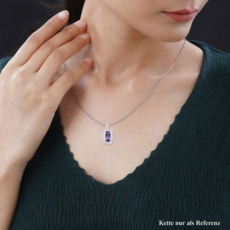 Royal Bali - Rose De France Amethyst Anhänger, 925 Silber ca. 8.48 ct
