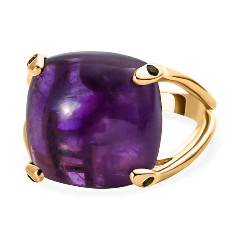 GP Spezial Kollektion - Afrikanischer Amethyst, Kanchanaburi Blauer Saphir Ringe 925 Silber Gelbgold Vermeil ca. 14.25 ct