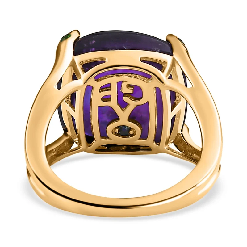 GP Spezial Kollektion - Afrikanischer Amethyst, Kanchanaburi Blauer Saphir Ringe 925 Silber Gelbgold Vermeil ca. 14.25 ct