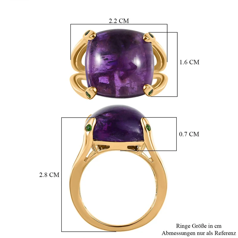 GP Spezial Kollektion - Afrikanischer Amethyst, Kanchanaburi Blauer Saphir Ringe 925 Silber Gelbgold Vermeil ca. 14.25 ct
