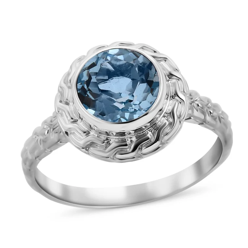 Royal Bali - Himmelblauer Topas Ring, 925 Silber ca. 3.54 ct