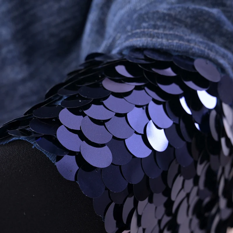 TAMSY Pailletten Poncho, Einheitsgröße Dunkelblau