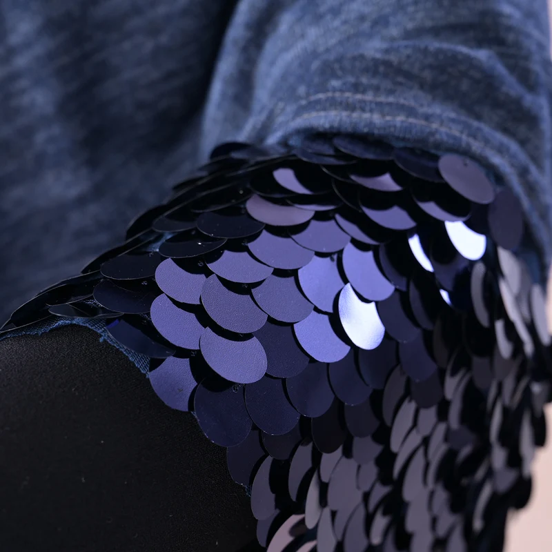 TAMSY Pailletten Poncho, Einheitsgröße Dunkelblau