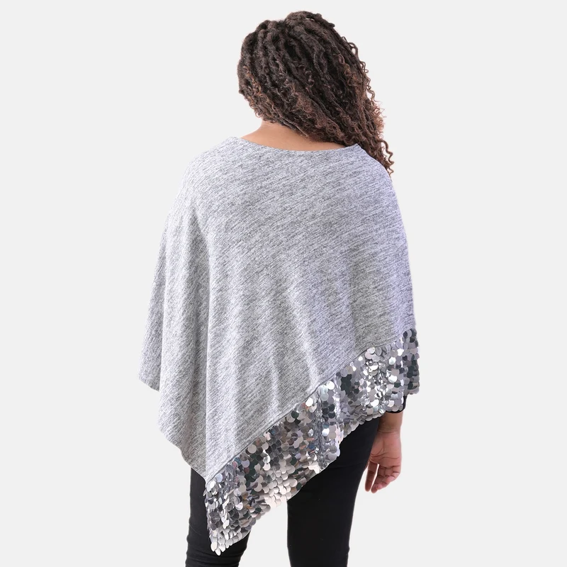 TAMSY Pailletten Poncho, Einheitsgröße Dunkelblau
