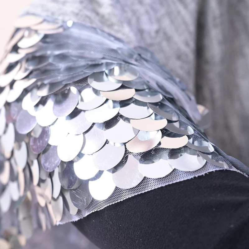 TAMSY Pailletten Poncho, Einheitsgröße Dunkelblau