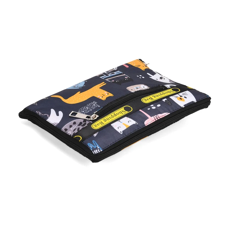 Faltbare Einkaufstasche mit Blumenmuster, aus wasserabweisendem Polyester, mit Innen- und Außentasche, 40x43 cm, Tragegriffe ca. 22 cm, Blau