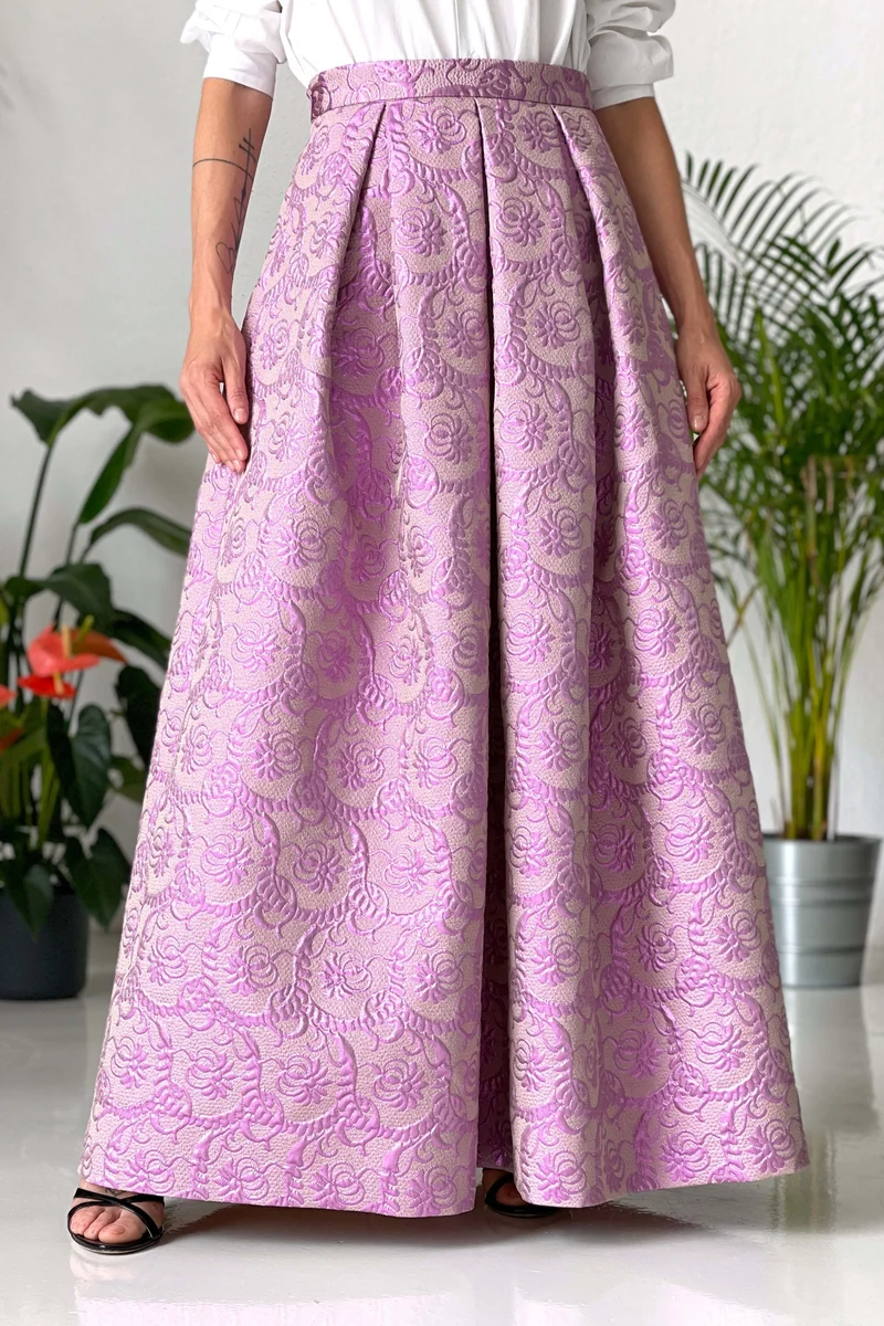 Long Lilac Lurex Skirt
