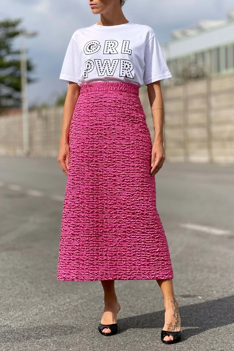 Elegant Flared Skirt in Pink Flambé