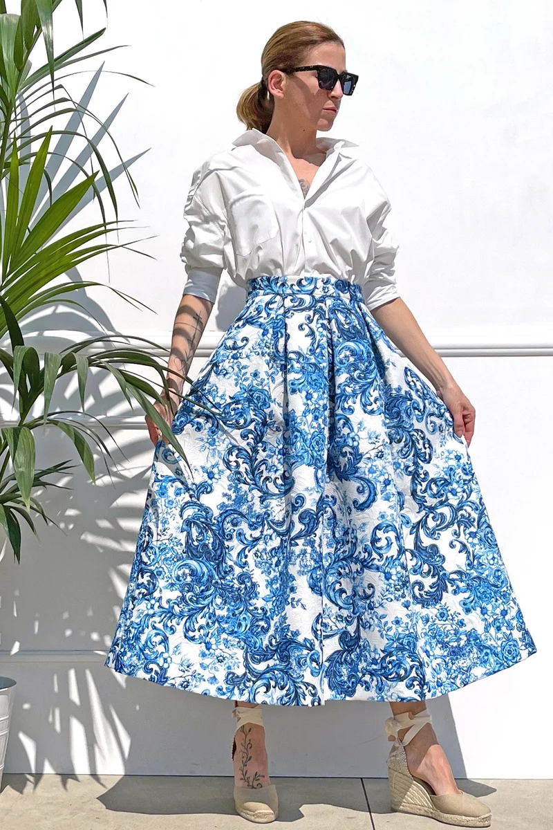 Celestina Matelassé midi skirt