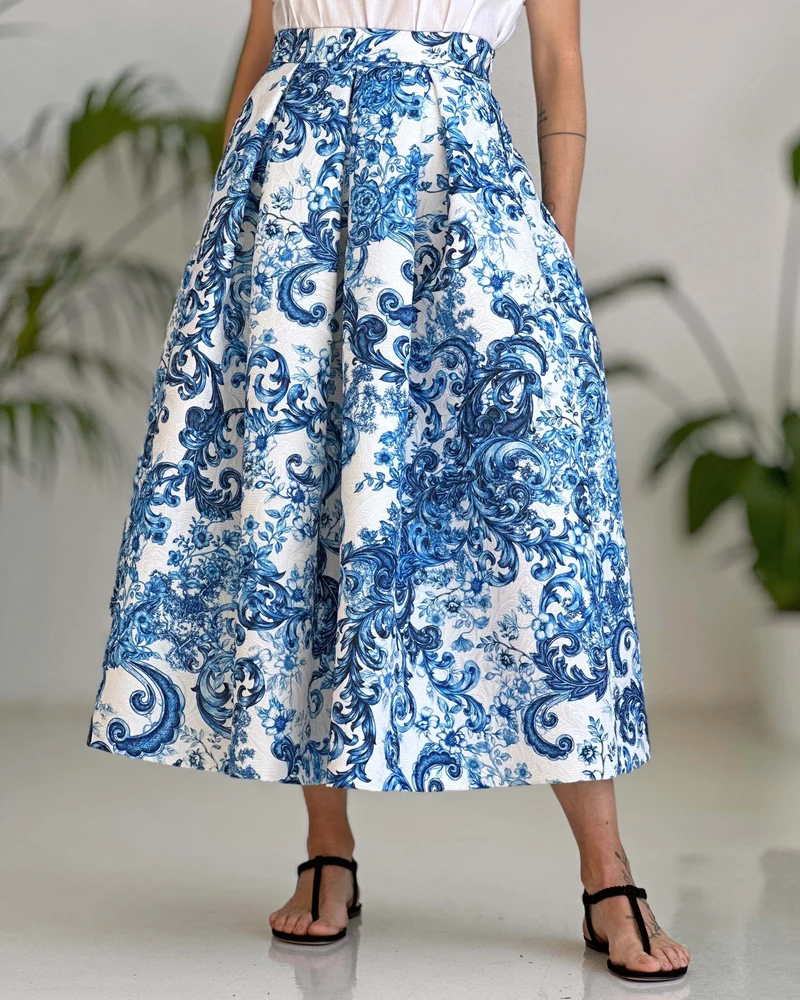 Celestina Matelassé midi skirt