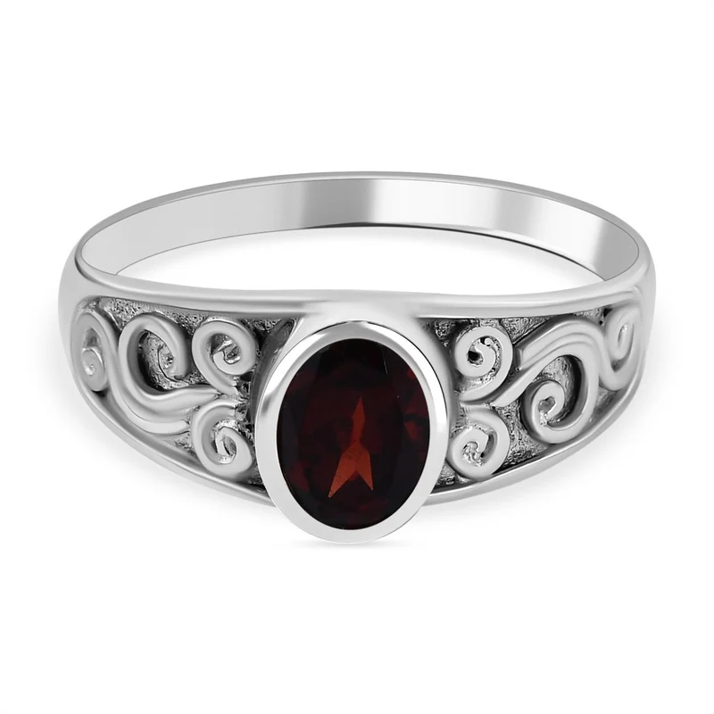 Royal Bali Kollektion - Roter Granat Ring, 925 Silber ca. 1,51 ct