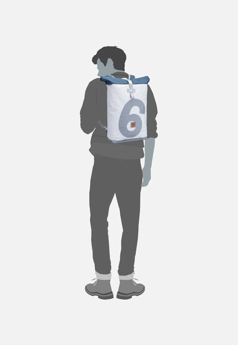 Tide Weiß/Blau/Zahl Hellgrau - Rolltop Rucksack
