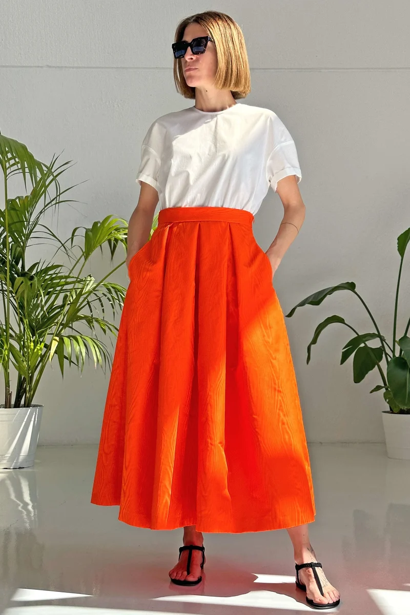 Orange Moiré Skirt