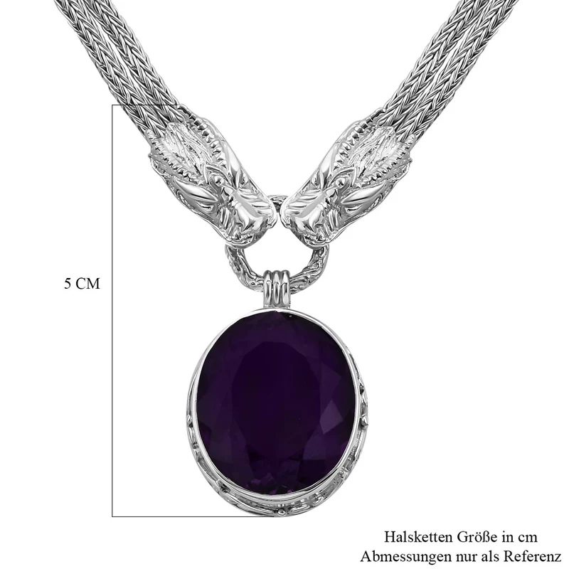 Royal Bali - Afrikanischer Amethyst Halskette, ca. 50 cm, 925 Silber, ca. 23.72 ct