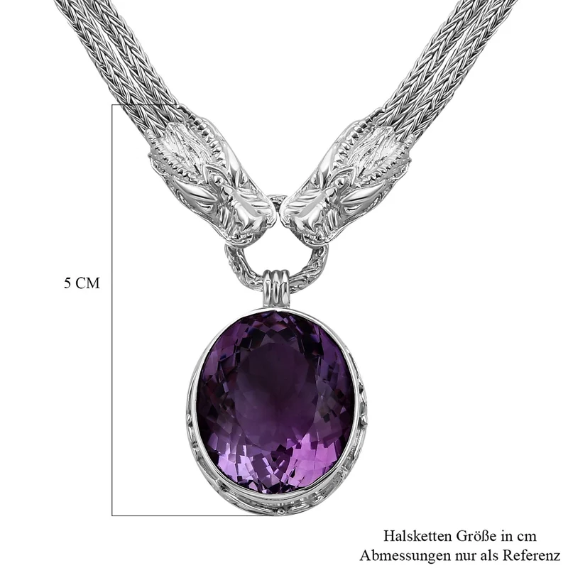 Royal Bali - Afrikanischer Amethyst Halskette, ca. 50 cm, 925 Silber, ca. 23.72 ct