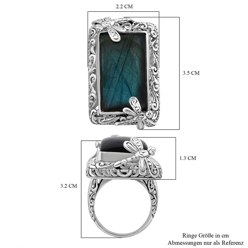Royal Bali Kollektion - Labradorit Ring, 925 Silber ca. 25.27 ct