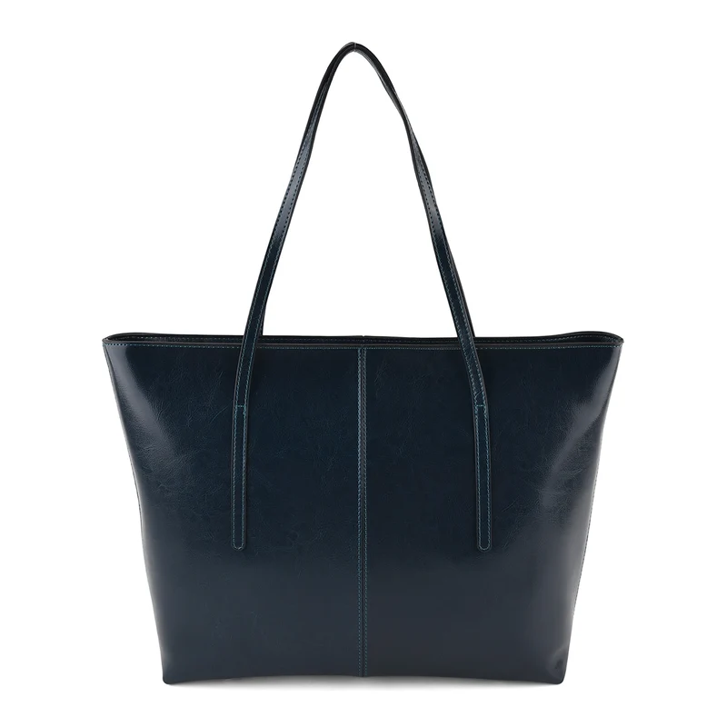 LA MAREY Echtleder-Shopper mit Kartenetui und Schlüsselfinder, 35,5 x 11 x 30 cm, Blau