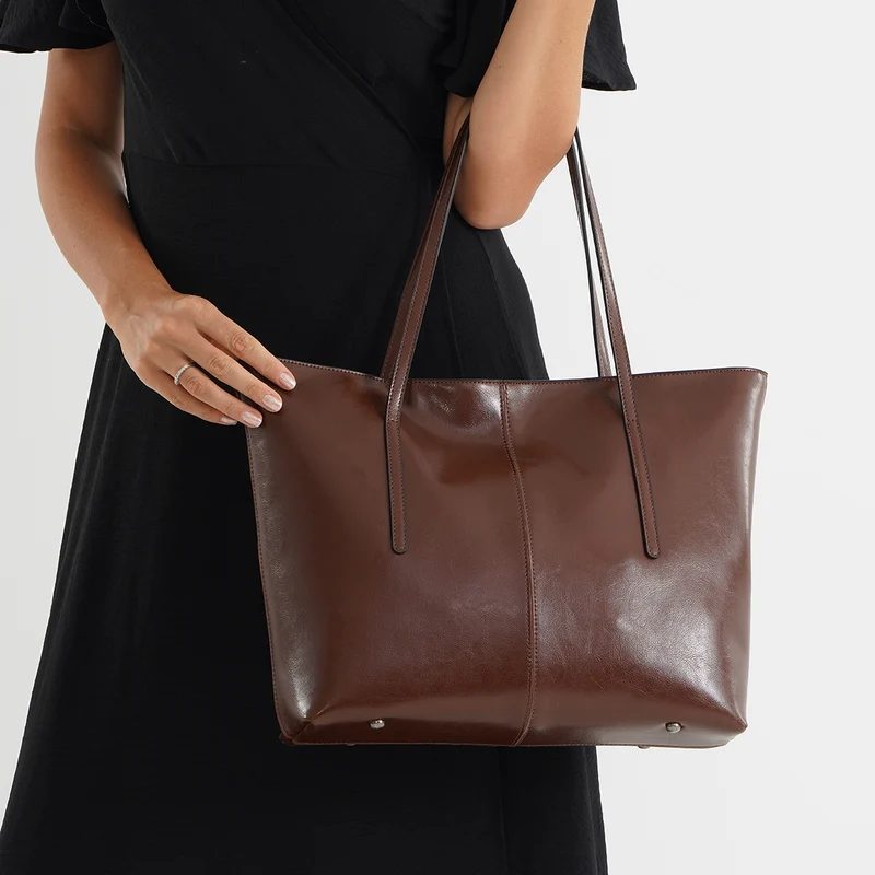 LA MAREY Echtleder-Shopper mit Kartenetui und Schlüsselfinder, 35,5 x 11 x 30 cm, Blau