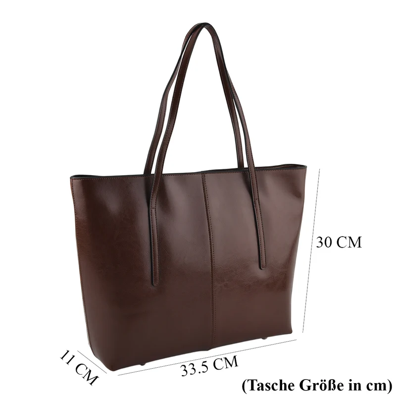 LA MAREY Echtleder-Shopper mit Kartenetui und Schlüsselfinder, 35,5 x 11 x 30 cm, Blau