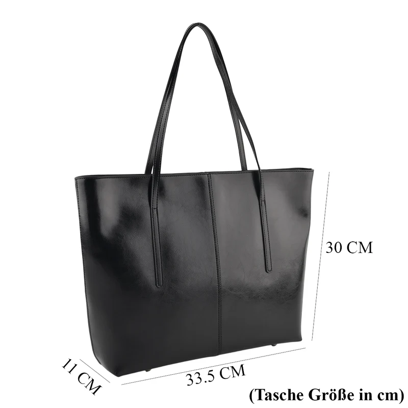 LA MAREY Echtleder-Shopper mit Kartenetui und Schlüsselfinder, 35,5 x 11 x 30 cm, Blau