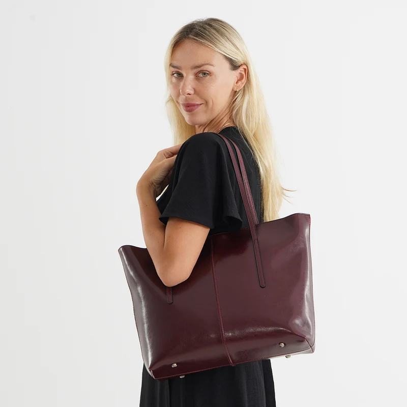 LA MAREY Echtleder-Shopper mit Kartenetui und Schlüsselfinder, 35,5 x 11 x 30 cm, Blau