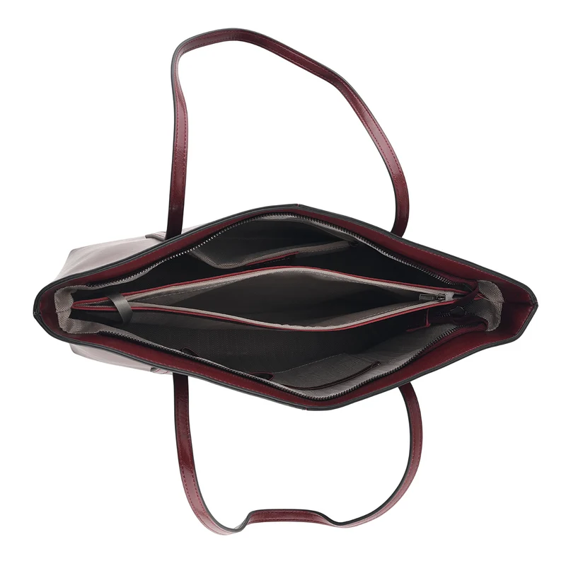 LA MAREY Echtleder-Shopper mit Kartenetui und Schlüsselfinder, 35,5 x 11 x 30 cm, Blau
