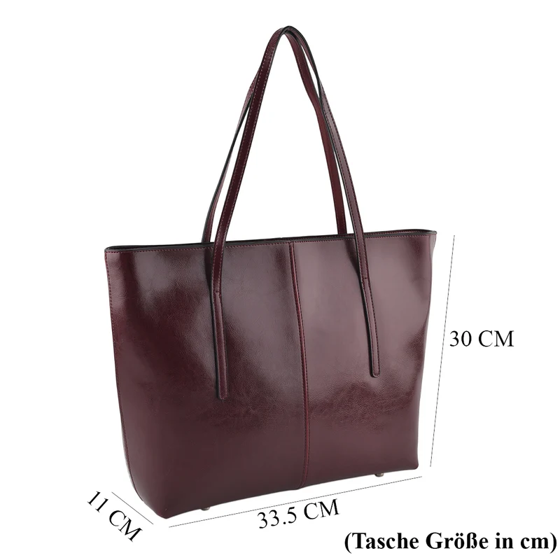 LA MAREY Echtleder-Shopper mit Kartenetui und Schlüsselfinder, 35,5 x 11 x 30 cm, Blau