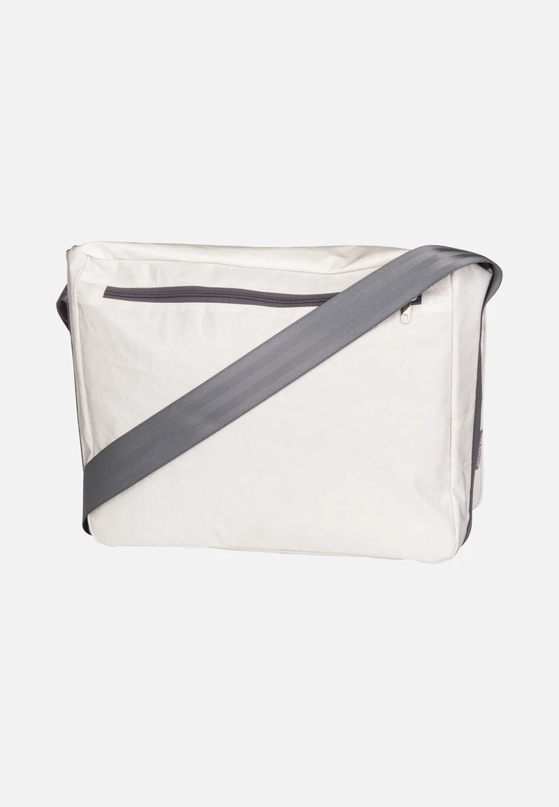 Barkasse Weiß/Balken Hellgrau/Segelboot - Messenger Bag