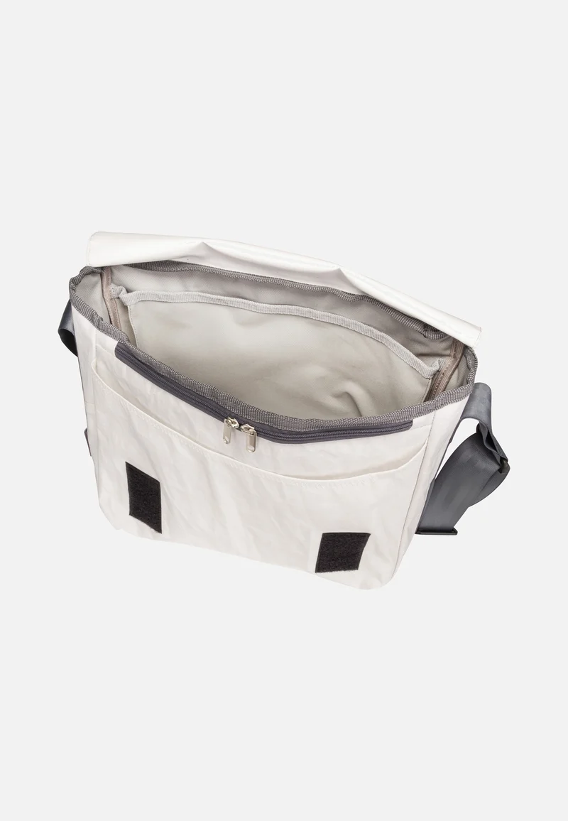 Barkasse Weiß/Balken Hellgrau/Segelboot - Messenger Bag