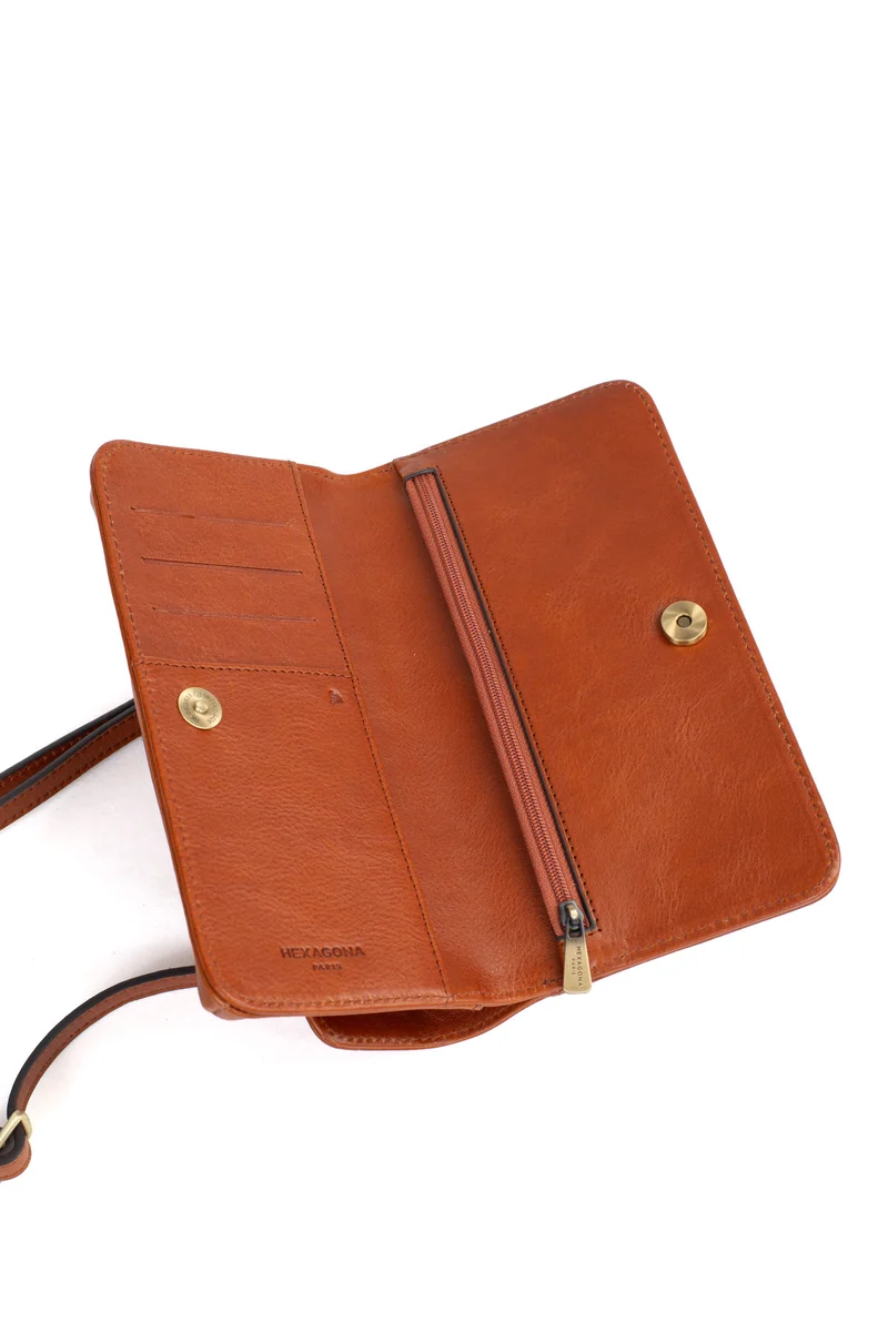 Pochette téléphone avec portefeuille - 1 volet - Stop RFID - Cuir