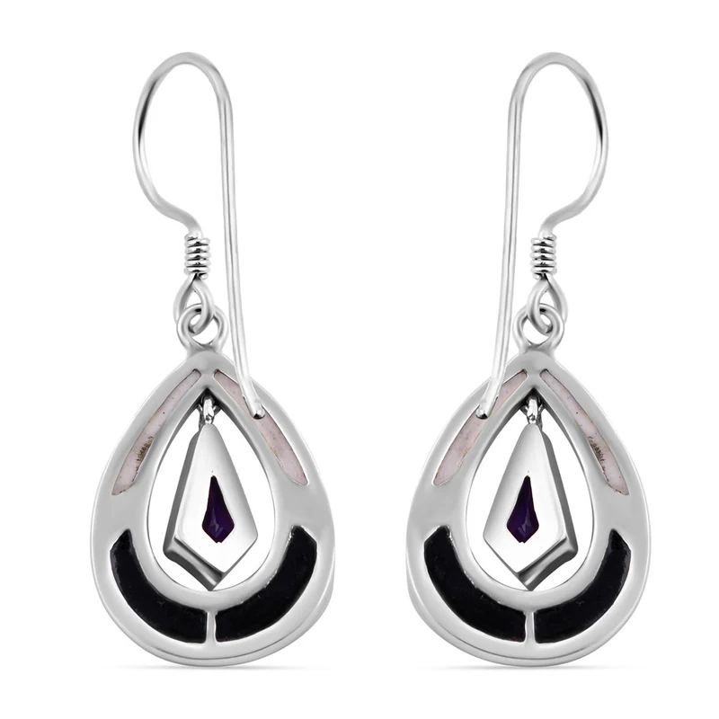 Royal Bali - Afrikanische Amethyst, Abalone Muschel Ohrringe 925 Silber