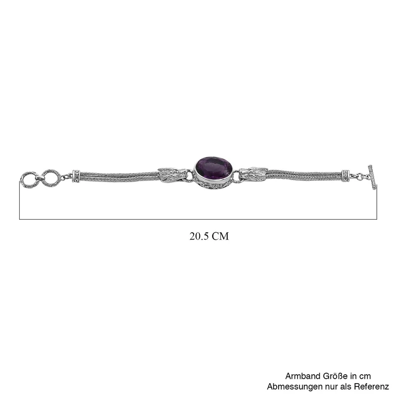 Royal Bali Kollektion- Afrikanisches Amethyst-Armband, 19cm, 925 Silber - 26,22 ct.