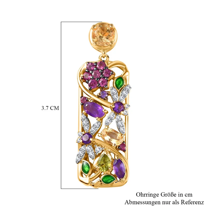 GP Italienische Garten Kollektion - Mehrfarbige Edelstein Ohrringe, 925 Silber Zweifarbige Beschichtung ca. 4.23 ct