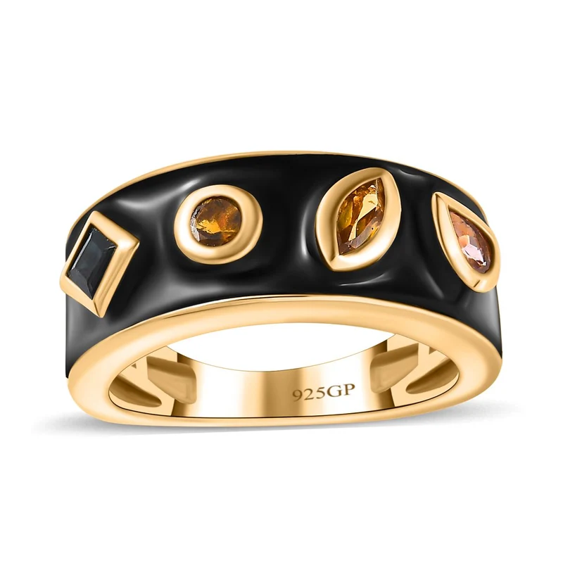 GP Royal Kollektion - mehrfarbige Turmalin Ring, 925 Silber Gelbgold Vermeil ca. 0.59 ct