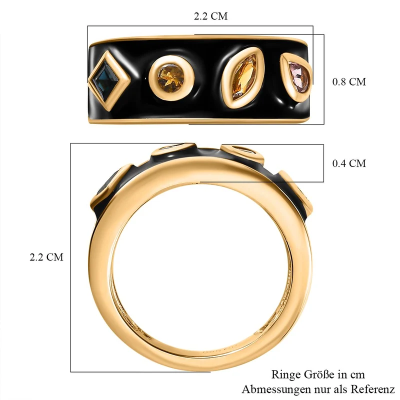 GP Royal Kollektion - mehrfarbige Turmalin Ring, 925 Silber Gelbgold Vermeil ca. 0.59 ct