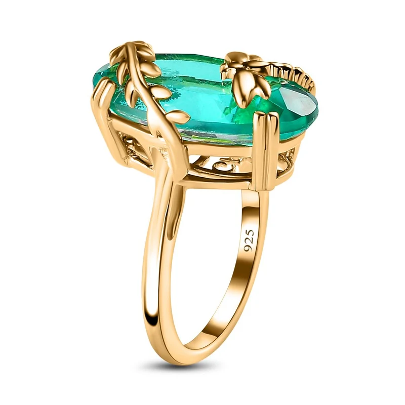 GP Trionfo Kollektion - Pfau Quarz Triplette, Kanchanaburi Blauer Saphir Ring, 925 Silber Gelbgold Vermeil, ca. 9.52 ct