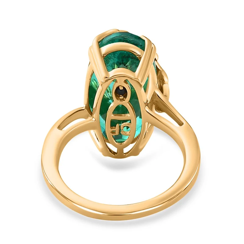 GP Trionfo Kollektion - Pfau Quarz Triplette, Kanchanaburi Blauer Saphir Ring, 925 Silber Gelbgold Vermeil, ca. 9.52 ct