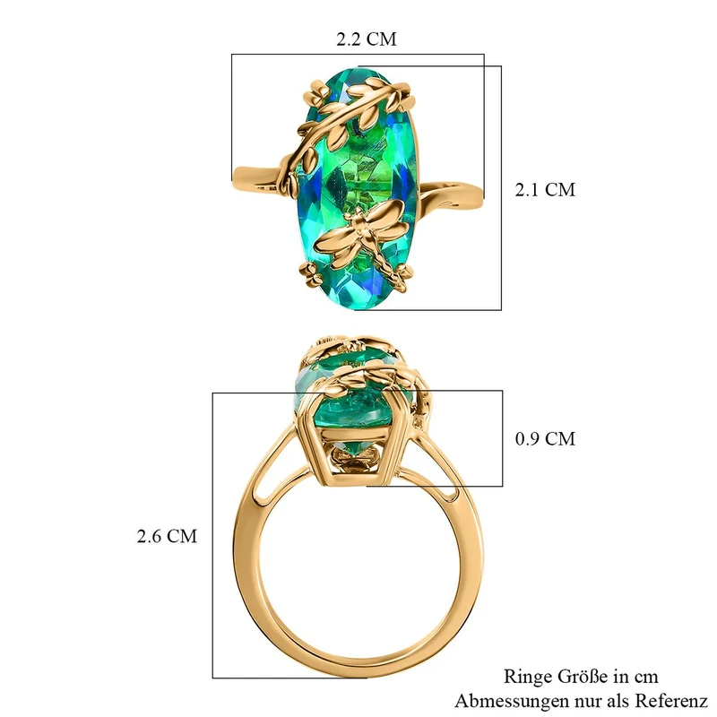 GP Trionfo Kollektion - Pfau Quarz Triplette, Kanchanaburi Blauer Saphir Ring, 925 Silber Gelbgold Vermeil, ca. 9.52 ct