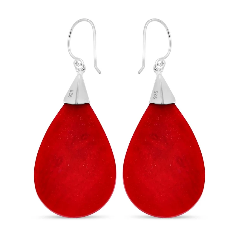 Royal Bali - Rote Koralle Ohrringe 925 Silber