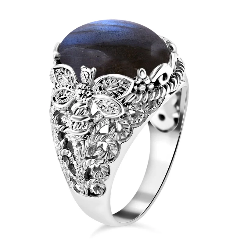 Royal Bali - Labradorit, Libelle Ring, 925 Silber ca. 12.15 ct