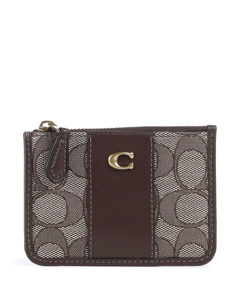 Coach Essential Signature Jacquard Mini Kreditkartenetui oak maple