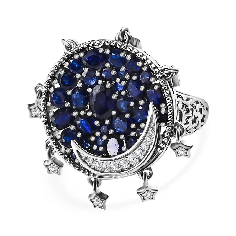 GP Celestial Kollektion - Masoala Saphir (Fissure gefüllt) Ring, 925 Silber platiniert ca. 5.55 ct