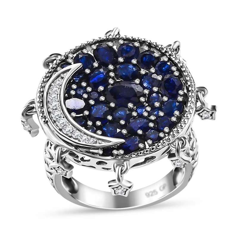 GP Celestial Kollektion - Masoala Saphir (Fissure gefüllt) Ring, 925 Silber platiniert ca. 5.55 ct
