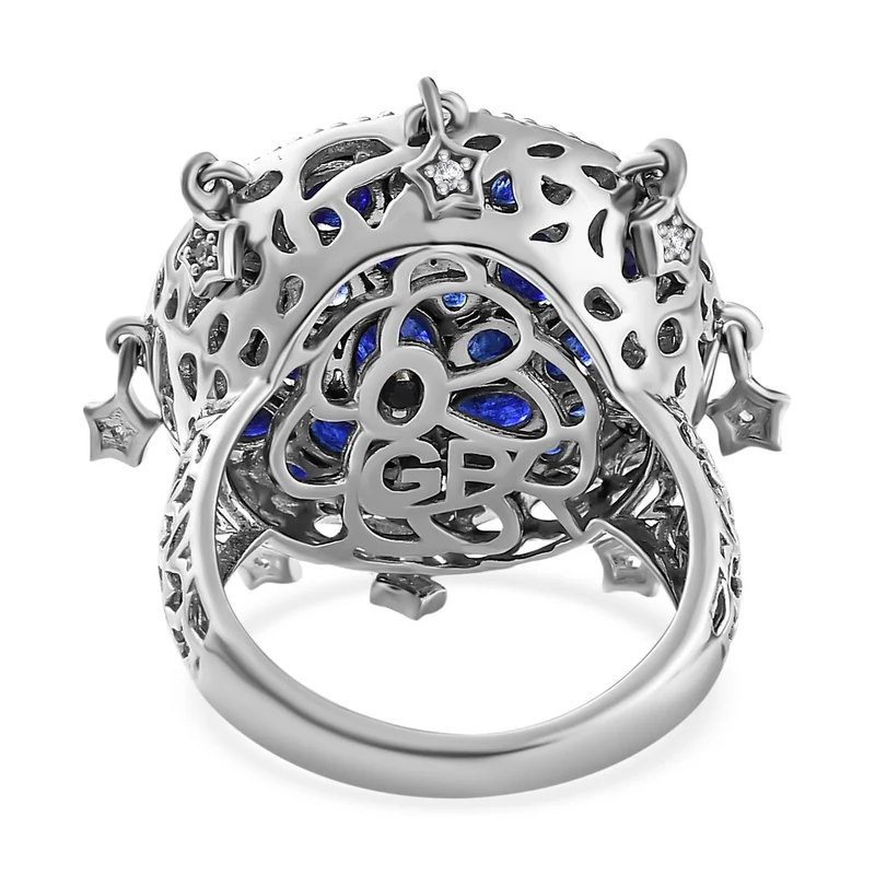 GP Celestial Kollektion - Masoala Saphir (Fissure gefüllt) Ring, 925 Silber platiniert ca. 5.55 ct