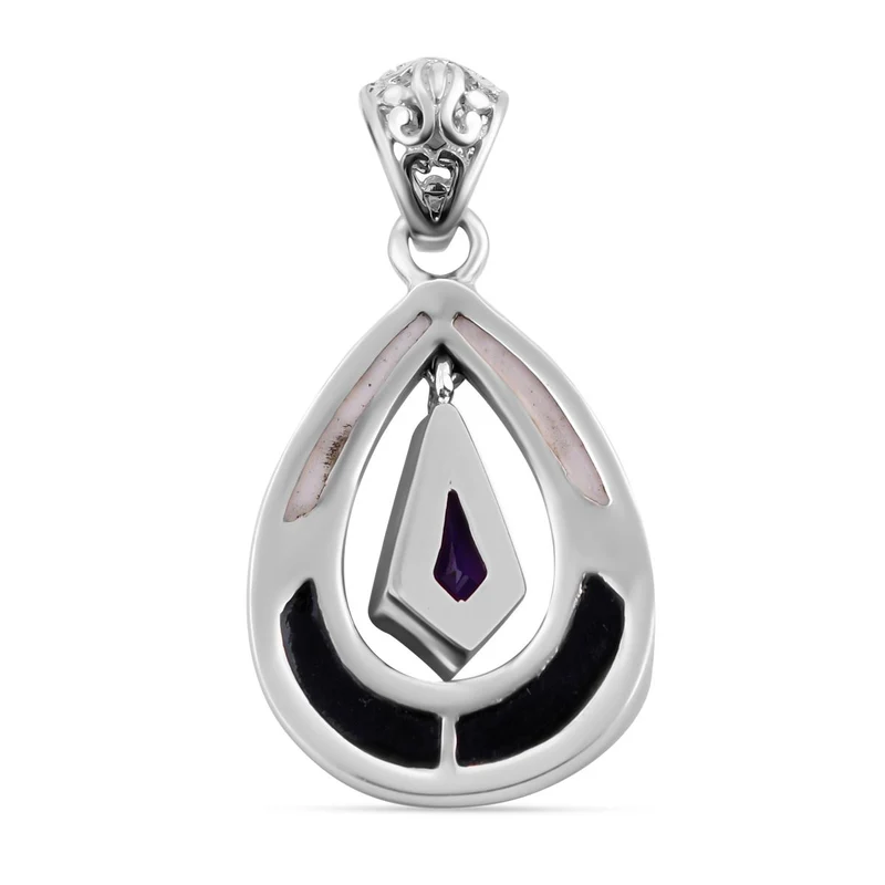 Afrikanischer Amethyst, Perlmutt Anhänger 925 Silber ca. 1,89 ct.