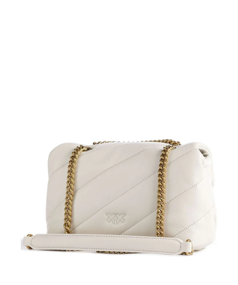 Pinko Love Puff Mini Schultertasche bianco seta/antique gold