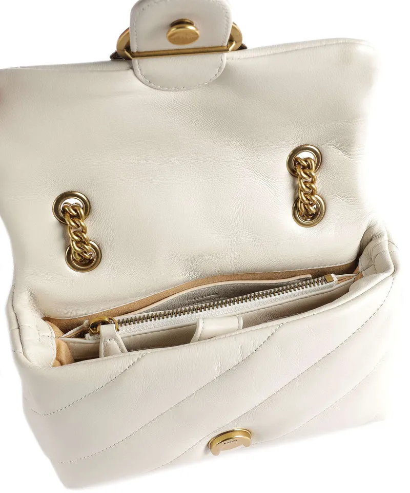 Pinko Love Puff Mini Schultertasche bianco seta/antique gold